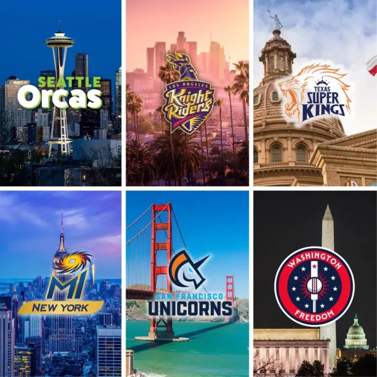 Major League cricket Draft - photo of the logos of six teams with their respective cities
